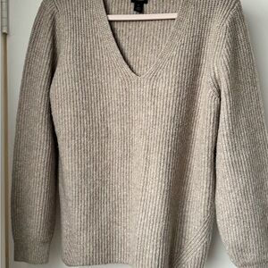 Halogen V-neck sweater heather oat brown soft Medium